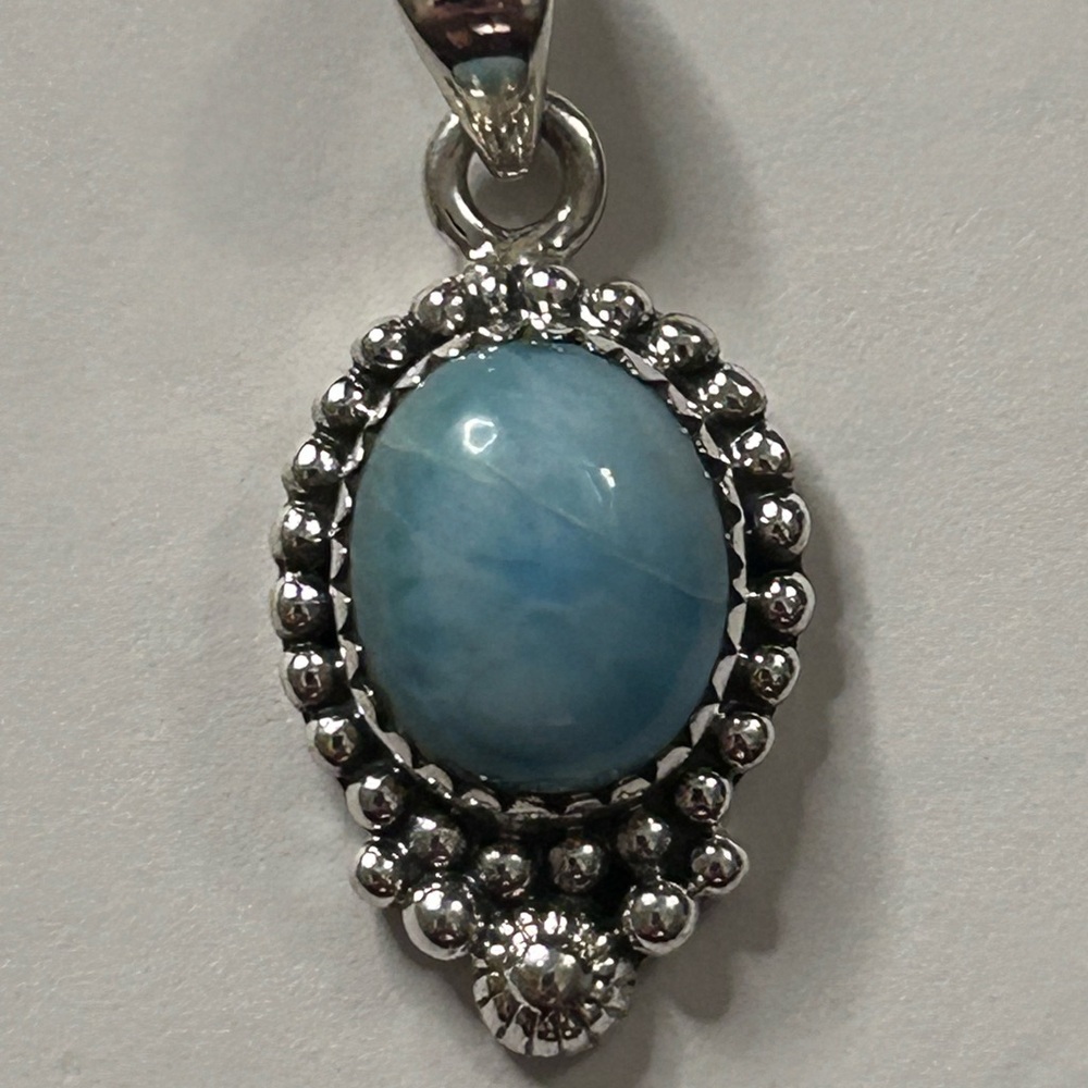 Elegant Sterling Silver Larimar Pendant